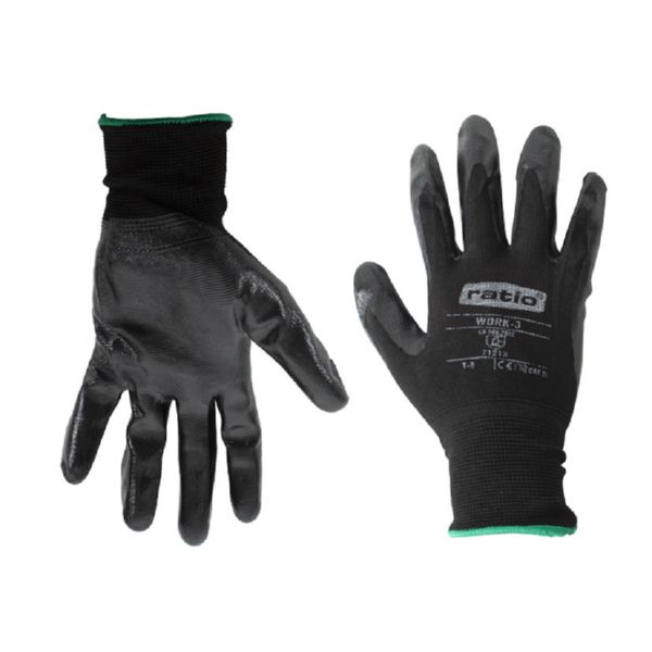 Guante Ratio Nylon Negro con Recubrimiento Nitrilo Negro Talla 9